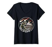 Mujer Antigua Roma Y Coliseo Romano Camiseta Cuello V
