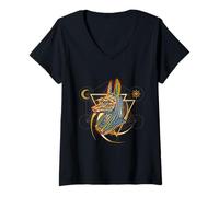 Mujer Antiguo Egipto Jeroglífico Dios Egipcio Anubis Camiseta Cuello V