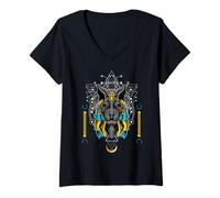 Mujer Antiguo Egipto Jeroglífico Dios egipcio Anubis Dios egipcio Camiseta Cuello V