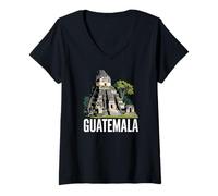Mujer Antiguo Templo Tikal, Guatemala, Ruinas Mayas Divertidas Camiseta Cuello V