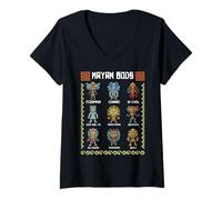 Mujer Antiguos Dioses Mayas Civilización Azteca Mitología Deidades Camiseta Cuello V