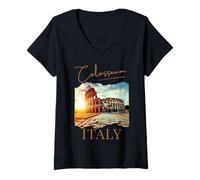 Mujer Antiguos sitios Italianos Roma Coliseo Souvenir Turistas Camiseta Cuello V