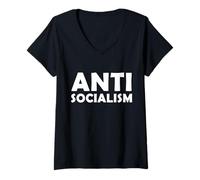 Mujer Antisocialismo Anti Socialista Pro Capitalismo de Libre Mercado Camiseta Cuello V