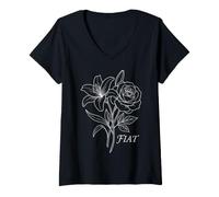 Mujer Anunciación de María de los Refranes católicos Florales botánicos de Fiat Camiseta Cuello V