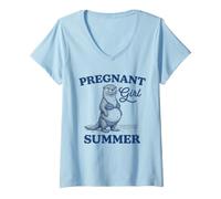 Mujer Anuncio de bebé de Nutria de Verano para niña Embarazada Camiseta Cuello V