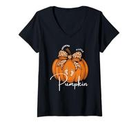 Mujer Anuncio de Embarazo Creciendo Little Pumpkin Baby Fall Camiseta Cuello V