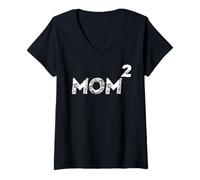 Mujer Anuncio de Embarazo Mom Squared Mom 2 Second Baby Camiseta Cuello V
