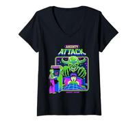 Mujer Anxiety Attack Sarcastic Retro Vintage Funny Adult Humor Camiseta Cuello V