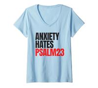 Mujer Anxiety Hates Psalm 23 Bible Verse to Memorize by Heart Camiseta Cuello V