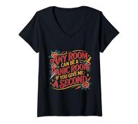 Mujer Any Room Can Be A Panic Room If You Give Me A Second- Camiseta Cuello V