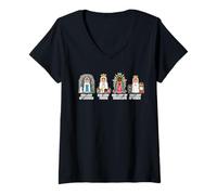 Mujer Apariciones Marianas Católicas Nuestra Señora Camiseta Cuello V