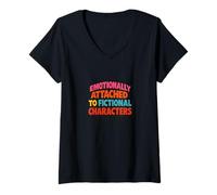 Mujer Apegado emocionalmente a los Personajes de ficción Bookish Camiseta Cuello V