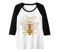 Mujer Apicultor Corona de Abeja Reina Camiseta Manga Raglan