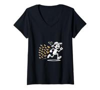 Mujer Apicultor Divertido Corriendo del pánico del enjambre Camiseta Cuello V