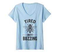 Mujer Apicultor Honey Bee Farmer Cansado Pero zumbido Apicultura Camiseta Cuello V