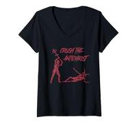 Mujer Aplastar al Anticristo - Guerrero católico ortodoxo Camiseta Cuello V