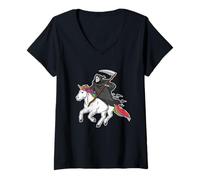 Mujer Apocalíptico Jinete Caballo Divertido Traje misántropo Camiseta Cuello V
