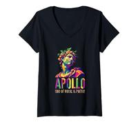 Mujer Apolo Dios De La Música Y Poesía Mitología Griega Retro Pop Art Camiseta Cuello V