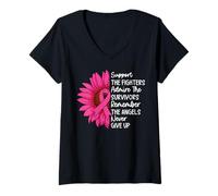 Mujer Apoya a los Luchadores admirar a los sobrevivientes recuerdan al ángel Camiseta Cuello V