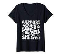 Mujer Apoya a tu crianza de Voluntarios de Refugio de Animales Local Camiseta Cuello V