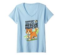 Mujer Apoya a tu Mascota de Rescate Local Adopta No compres Gato Camiseta Cuello V