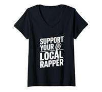 Mujer Apoya a tu Rapero Local Hip Hop Culture Vibes Camiseta Cuello V