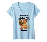 Mujer Apoya Las Llaves secretas de Late Bear de tu Biblioteca Local Camiseta Cuello V