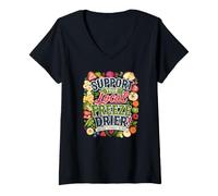 Mujer APOYA SU SECADOR DE CONGELACIÓN Local Mercado de proveedores Locales Camiseta Cuello V