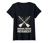 Mujer Apoya tu Lema Local de Bruja Feminista del Orgullo Oculto Camiseta Cuello V