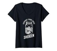 Mujer Apoya tu Tarro Local de Shebeen Pub Bar Mason Camiseta Cuello V