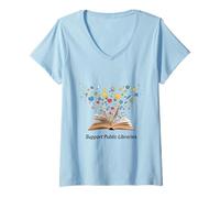 Mujer Apoye a Las bibliotecas públicas La alfabetización Importa Bibliotecario Abogado Camiseta Cuello V