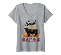 Mujer Apoye a su agricultor local de carne - Black Angus Camiseta Cuello V