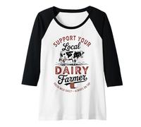Mujer Apoye a su broma de lactancia materna de un agricultor lechero local Camiseta Manga Raglan