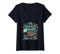 Mujer Apoyo a la celebración del Mes del discurso 2026 Camiseta Cuello V