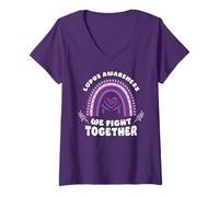 Mujer Apoyo a la concientización sobre el Lupus Luchamos Juntos Camiseta Cuello V