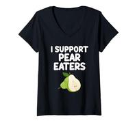 Mujer Apoyo a los comedores de Peras Dulces Frutas de otoño Bartlett Bosc Anjou Camiseta Cuello V