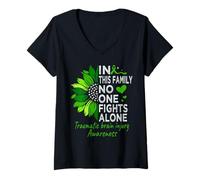 Mujer Apoyo de Girasol para Conciencia Cerebral traumática Cerebro traumático Camiseta Cuello V
