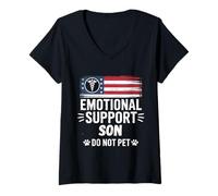 Mujer Apoyo Emocional Hijo No Mascota Humor Divertido Hombres Camiseta Cuello V