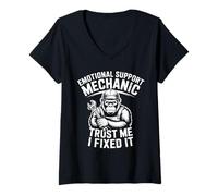 Mujer Apoyo Emocional Mecánico Confianza Lo Arreglé Chicos Coche Camiseta Cuello V