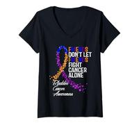 Mujer Apoyo Guerrero Combatiente Amigos Concientización sobre el Cáncer de Camiseta Cuello V