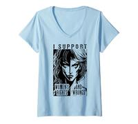 Mujer Apoyo los Derechos y los Errores de Las Mujeres Feminista Pop Art Girl Camiseta Cuello V