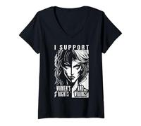 Mujer Apoyo los Derechos y los Errores de Las Mujeres Feminista Pop Art Girl Camiseta Cuello V