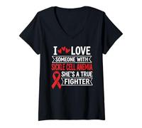 Mujer Apoyo para Combatientes de la Cinta roja para la concienciación sobre la Anemia falciforme Camiseta Cuello V