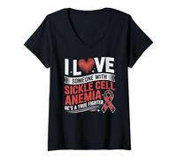 Mujer Apoyo para la anemia de células falciformes para él Camiseta Cuello V