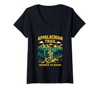 Mujer Appalachian Trail Georgia to Maine Vintage Senderismo para mujer Camiseta Cuello V