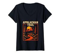Mujer Appalachian Trail Senderismo Aventura Retro Hombre Parque Nacional Camiseta Cuello V