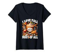 Mujer Apple Pie Coffee Mug For Autumn I Love Fall Most of All Camiseta Cuello V