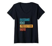 Mujer Apreciando al Devoto Esposo, papá, Protector, héroe Camiseta Cuello V