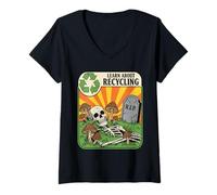 Mujer Aprenda sobre el Día del Reciclaje de la Tierra Camiseta Cuello V