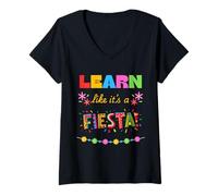 Mujer Aprende como si Fuera una Fiesta Camiseta Cuello V